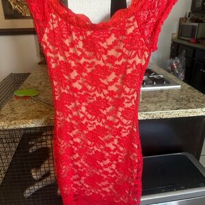 Elegant Red Lace Mini Dress